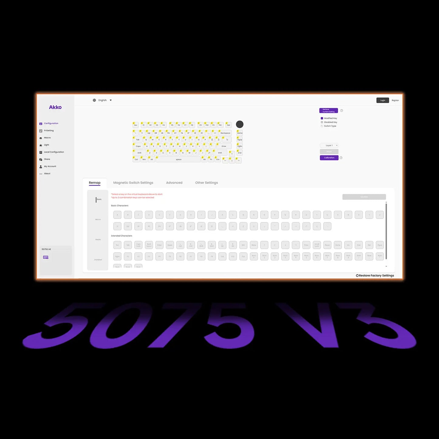 Akko 5075 V3 HE Magnetic Keyboard 75% Custom Mechanical Gaming Keyboard Rapid Trigger 0.005mm 8K Polling Rate ARGB