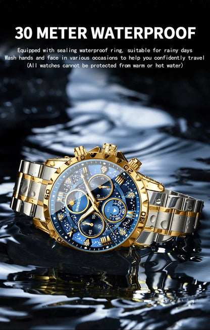 Chronograph Luxury Brand Stylish Men Luminous Wrist Watches For Male Clock Stainless Steel Band Men Business Quartz Watches
