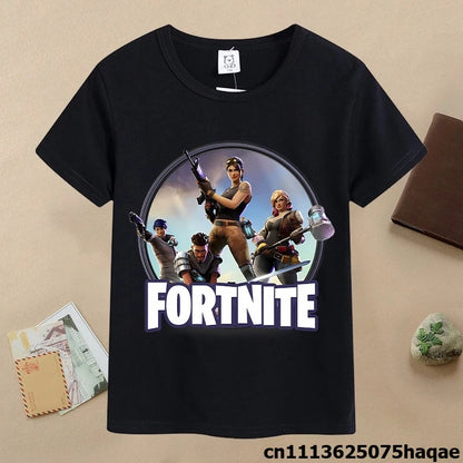 Summer Fortnites Children T-shirt Cartoon Game Figure Printed T-shirt Boys Casual Sports T-shirt Short Sleeves Kids Clothing