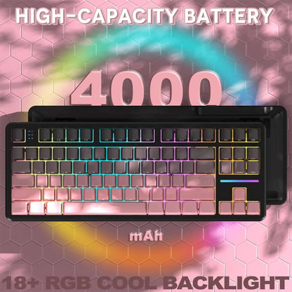 Attack Shark X87 Wireless Mechanical Keyboard, Hot Swappable Gasket Gaming Keyboard RGB Backlit Gaming Keyboard, BT/2.4GHz/USB-C