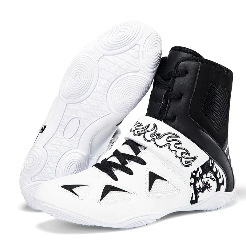 2026 Professional Boxing Shoes Big Size Wrestling Shoes Lightweight Outdoor Male Gym Training Sneakers White Red Man