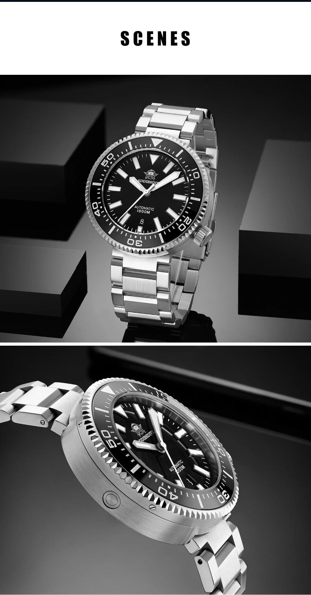 ADDIESDIVE Men's Luxury Watch 1000m Diver's Watch Waterproof Luminous Sapphire Glass Reloj Hombre Automatic Mechanical Watches
