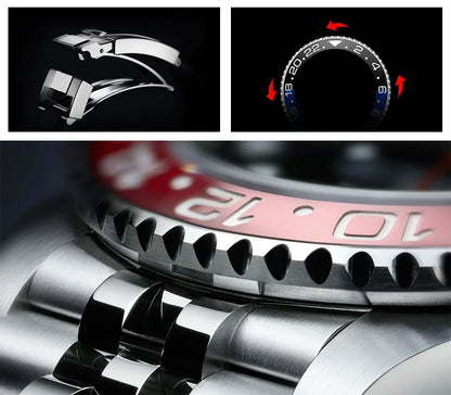 Montre automatique PAGANI DESIGN GMT 1662, montre-bracelet pour homme de 40 mm, étanche jusqu'à 100 m, montres-bracelets mécaniques pour homme Cloc