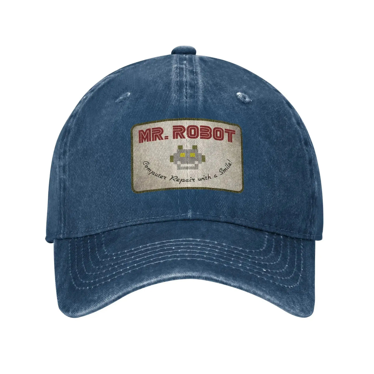 Computer mit Sourires Anime Funny Mr Robot Individuell gestaltete Retro-Cowboy-Baseballkappen für Herren aus Denim, Sonnenhut, Hip-Hop-Kappe