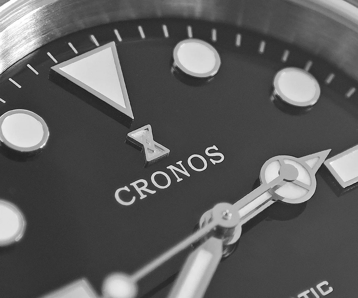 Cronos Sub Diver Men Watch No Date PT5000 Brushed Bracelet Ceramic Bezel 200 meters Water Resistant