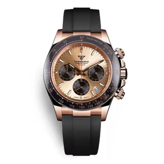 Luxury VK63 Men's Watch Quartz Movement Business Stop Watches 39mm Steel/Rose Gold Date Luminous Dial Fully Chronograph