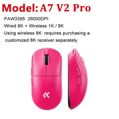 MCHOSE A7 V2 Ultra / Pro ľahká bezdrôtová herná myš s duálnou frekvenciou 8000Hz, PAW3950 TI, 42000DPI, pre PC a e-športových hráčov