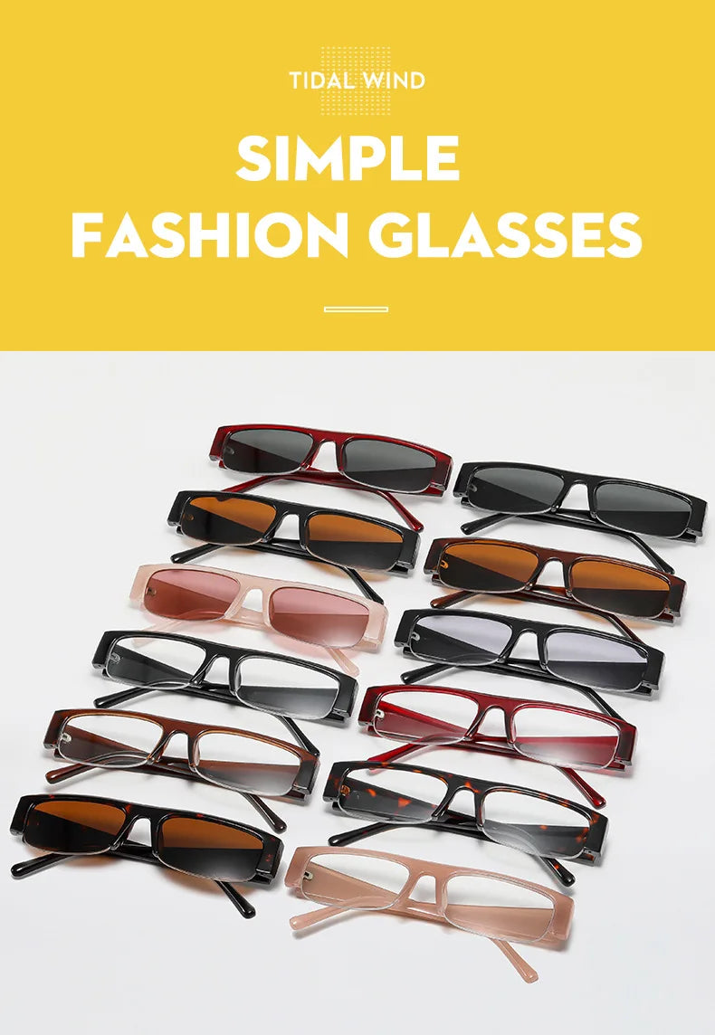 vintage small rectangle half frame black sunglasses for new fashion leopard gradient sun glasses ladies trendy driving eyewear