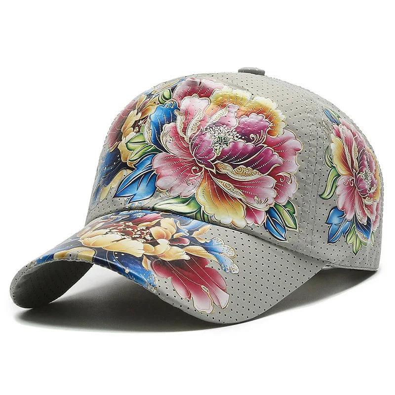 Spring/Summer Quick Drying Baseball Cap Men's And Women's Outdoor Beach Camping Sun Hat Printed Chinese Style Flower Sun HatB149