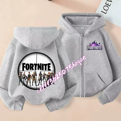 Ny Fortnite-zip hoodie för barn, tecknad anime, vardaglig och ventilerande huvtröja för barn, pojkjacka med dragkedja, vår 2026, barnkläder