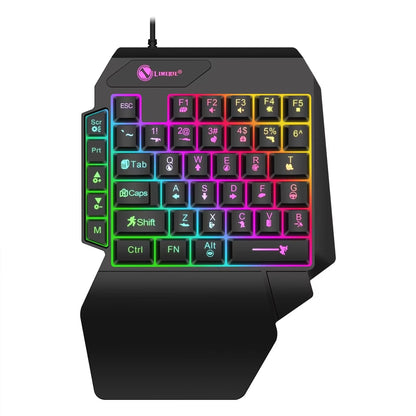 35keys One Handedly Single Hand Mini Gaming Keyboard USB Ultra-slim Wired Backlight Keyboard for Laptop Desktop PC Smartphone