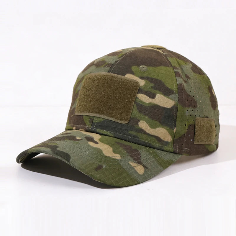 Casquette de baseball fonctionnelle de camouflage pour l'extérieur 1PC ! Tissu à séchage rapide + autocollant à personnaliser : un incontournable pour les adeptes de la mode tactique.