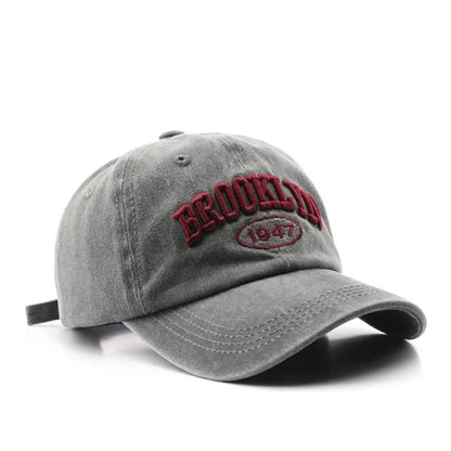 Male vintage letter embroidered duckbill cap for outdoor travel, female sun protection and shading, couple baseball cap
