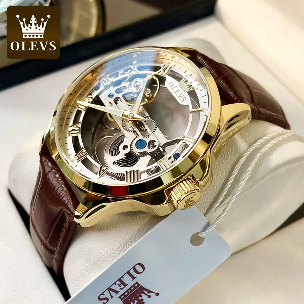 OLEVS 6661 Men Top Brand Watch Luxury All Transparent Hollow Men Mechanical Watch Original Fashion Waterproof Classic Men Watch