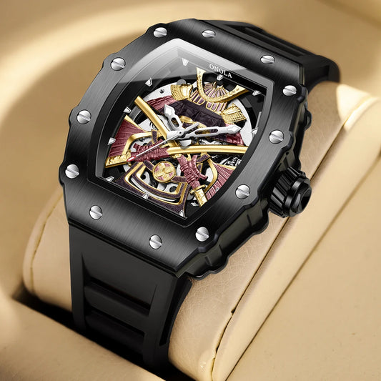 ONOLA Luxury Men Automatic Mechanical Watch Waterproof Watch Luminous Barrel Shape Military Sports Wristwatch Relogios Masculino