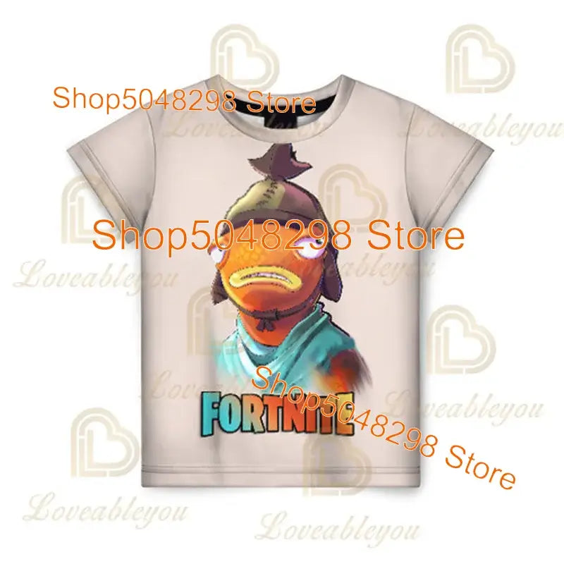 Dječja majica Cartoon Fortnite New Summer s 3D printom, za dječake i djevojčice, streetwear odjeća za odrasle i djecu, zabavna majica kratkih rukava s okruglim izrezom