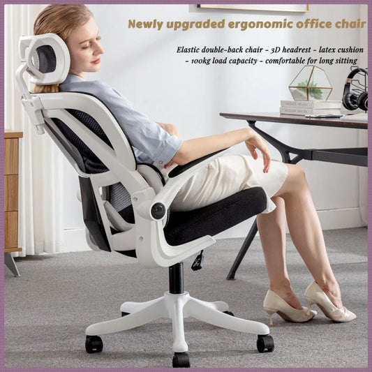 Ergonomic Home Office Chair with Back Support, Comfortable Desk Chair for Students, Rolling Study Chair with Armrests for Long Sitting