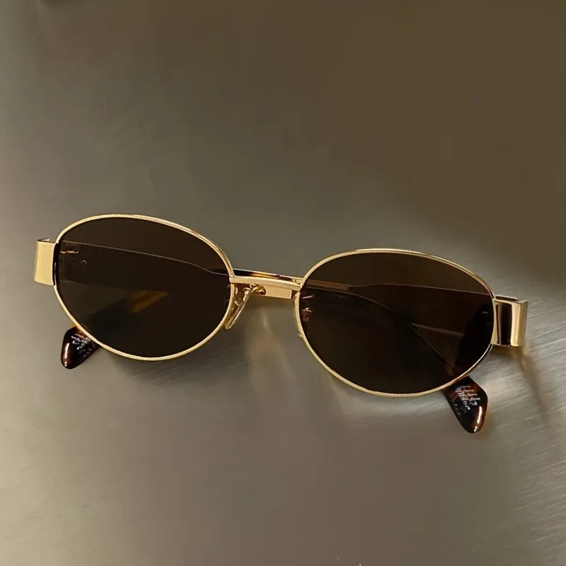 New Small Oval Women Sunglasses Trendy Luxury Design Metal Frame Shades UV400 Eyewear for Female Classic Vintage Sun Glasses