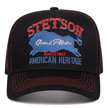 2025 Personalized New Truck Hat STETSON Red Bear Breathable Mesh Hat Street Hip Hop Hat Daily Casual Wear Sunshade Baseball Hat