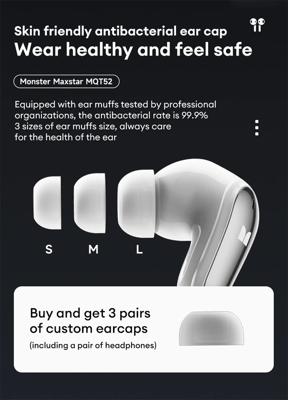 Auriculares Monster MQT52 sem fios Bluetooth 5.4 com bateria de longa duração, auscultadores gaming de modo duplo, som estéreo Hi-Fi e microfone