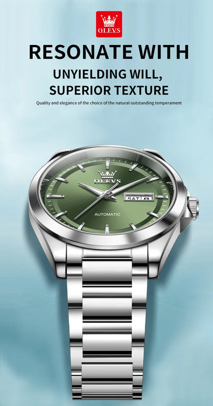 OLEVS 7090 Mens Watch Luxury Original Automatic Mechanical Watch Chronograph Week Date Watches For Man Waterproof Luminous