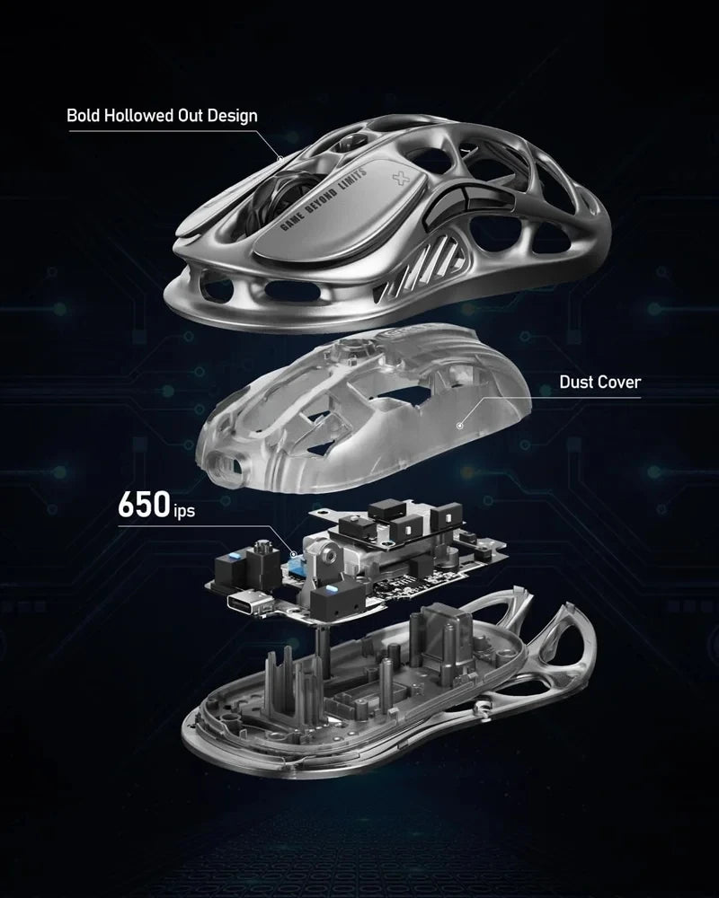 GravaStar M2 Wireless Gaming Mouse PAW3395 26,000 DPI, Magnesium Alloy Tri-Mode Bluetooth, 2.4GHz & Wired RGB Gaming Mouse