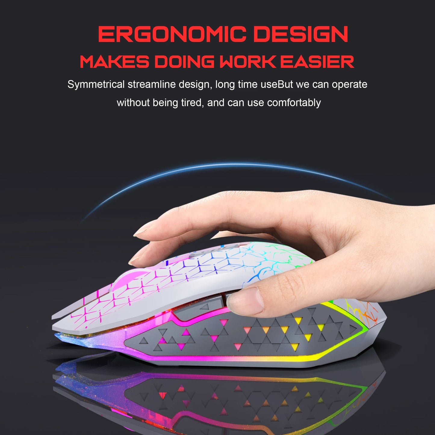 New Arrival Ergonomic 3D Dual Mode RGB Backlit Gaming Mouse 6-Button Rechargeable 500mAh Wireless Mouse Optical Tablet Game