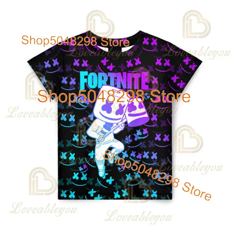 Dječja majica Cartoon Fortnite New Summer s 3D printom, za dječake i djevojčice, streetwear odjeća za odrasle i djecu, zabavna majica kratkih rukava s okruglim izrezom