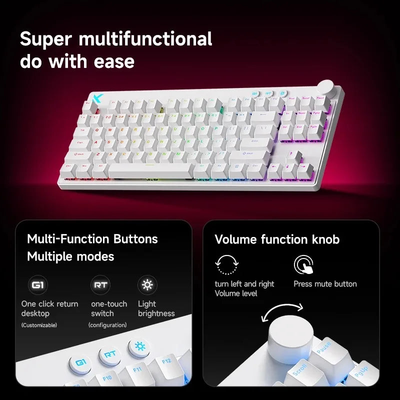 MCHOSE Mix 87 Magnetic Axis Cable E-sports Mechanical Keyboard 8K+256K Esport 0.08ms Customized Game Mount Taishan Axis GT