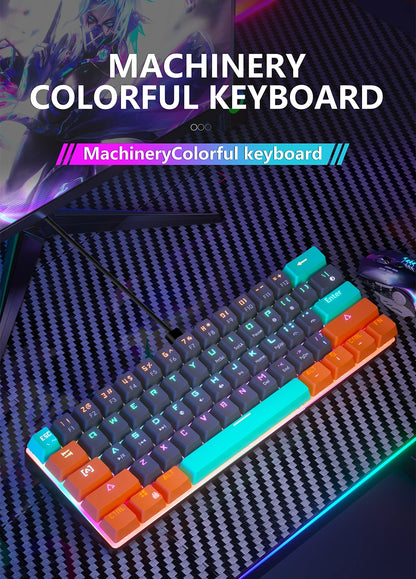 MUCAI MKA610Z Mechanical Color Esports Gaming Keyboard Ergonomic 61 Key Compact Response Fast RGB Light Effect Hot Plug
