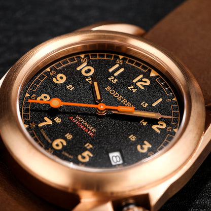 Relógio masculino Boderry Field Watches VOYAGER, caixa em bronze, mecânico automático, 100M impermeável, estilo militar, marca de topo