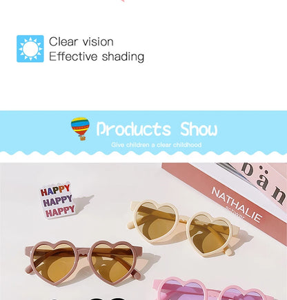 New Kids Cartoon Heart Sunflower Fruit Rabbit Ears Sunglasses Girls Boy Children Outdoor Round Polarized UV400 Sun Glasses