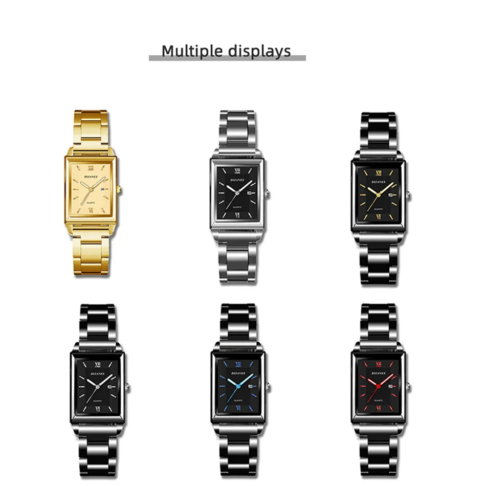 Fashion Watches for Men Luxury Rectangle Stainless Steel Men's Quartz Wristwatch Business Man Watch Clock Gift relogio masculino