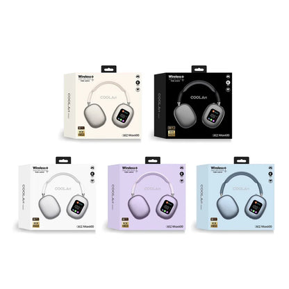 MAX600 Wireless Active Noise Cancelling Headphones – Bluetooth 5.2 Over-Ear Headset with Touch Control, LED Display & Microphone