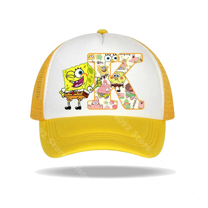Casquette de baseball Bob l'éponge pour enfants et adultes, imprimé lettres, chapeaux de soleil, anime, dessin animé, casquettes à visière réglable, chapeau décontracté d'été, nouveauté