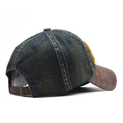 CNTANG Sommer-Denim-Baseballkappe Herrenmode Bestickte Buchstaben Baumwollkappen Snapback Herren Outdoor Freizeit Hip-Hop-Kappe Verstellbar