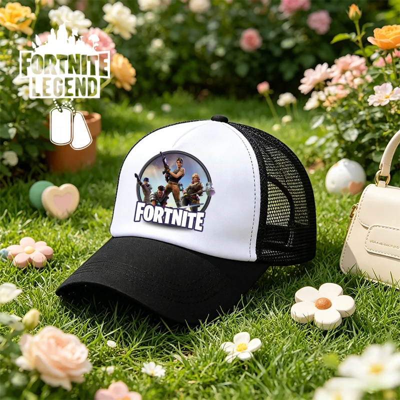 Fortnite-baseballkasket med tegneserieagtigt spilprint til børn, åndbar mesh-sommerkasket med justerbar skygge, fødselsdagsgave til børn