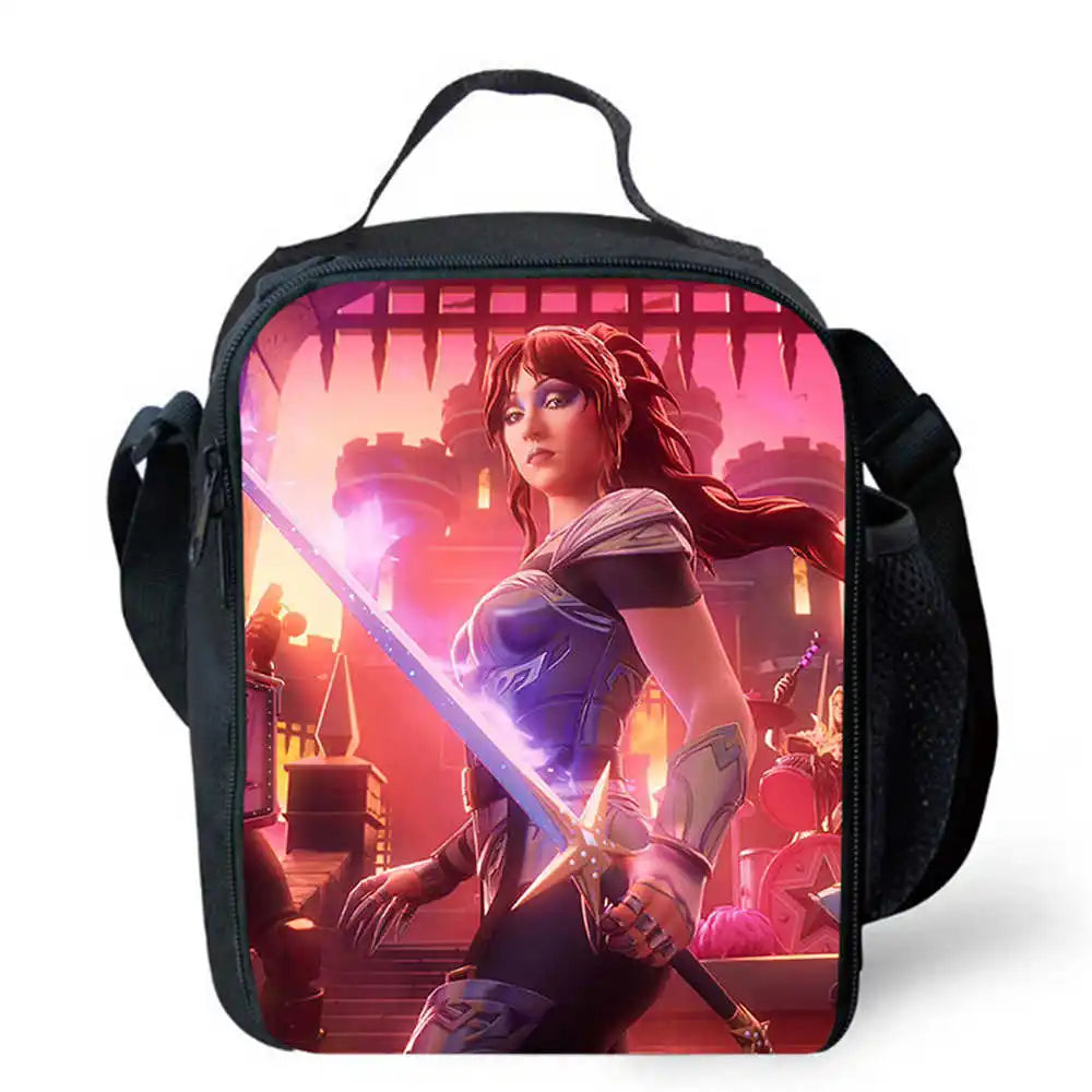 Lunchbags für Kinder, Cartoon-Fort-nite-Schul- und Picknicktaschen für Mädchen und Jungen, isolierte Kühltaschen für Kinder, tragbar und leicht