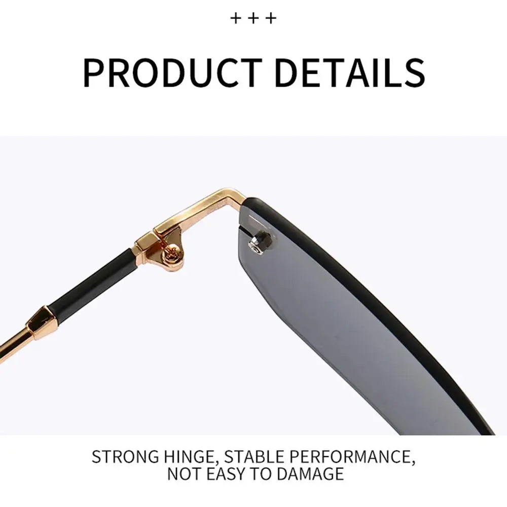 Trendy Rimless Sunglasses for Women Men Rectangle Fashion Shades Small Square UV400 Sun Glasses For Female Male Traveling Oculos
