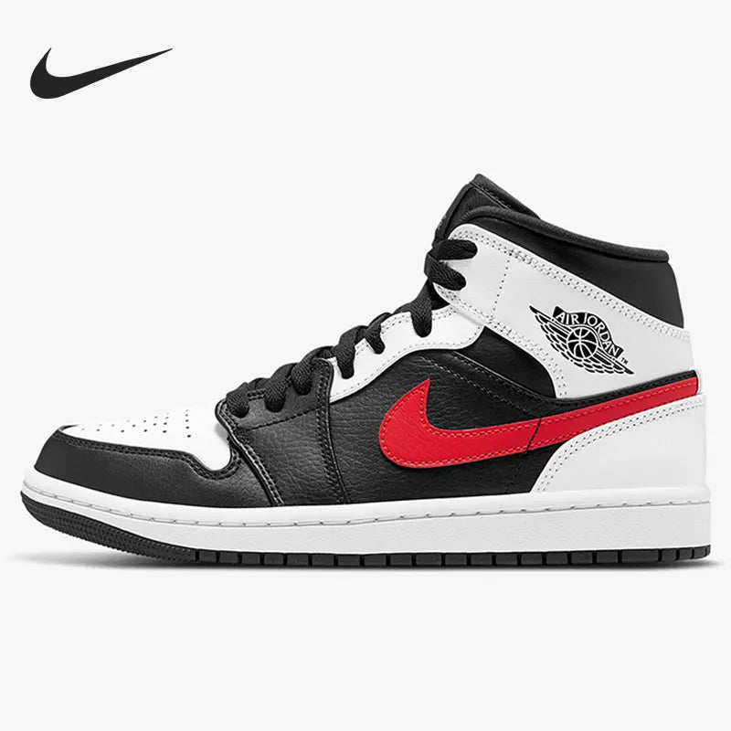 Nike genuine AIR JORDAN 1 men's mid top cushioned sports basketball shoes 554724-075