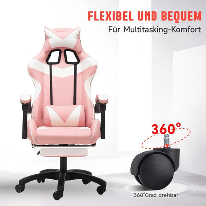 Ergonomic Gaming Chair, Office Chair, Height Adjustable, PU Leather Computer Chair, with Headrest and Lumbar Support, 360° Swivel