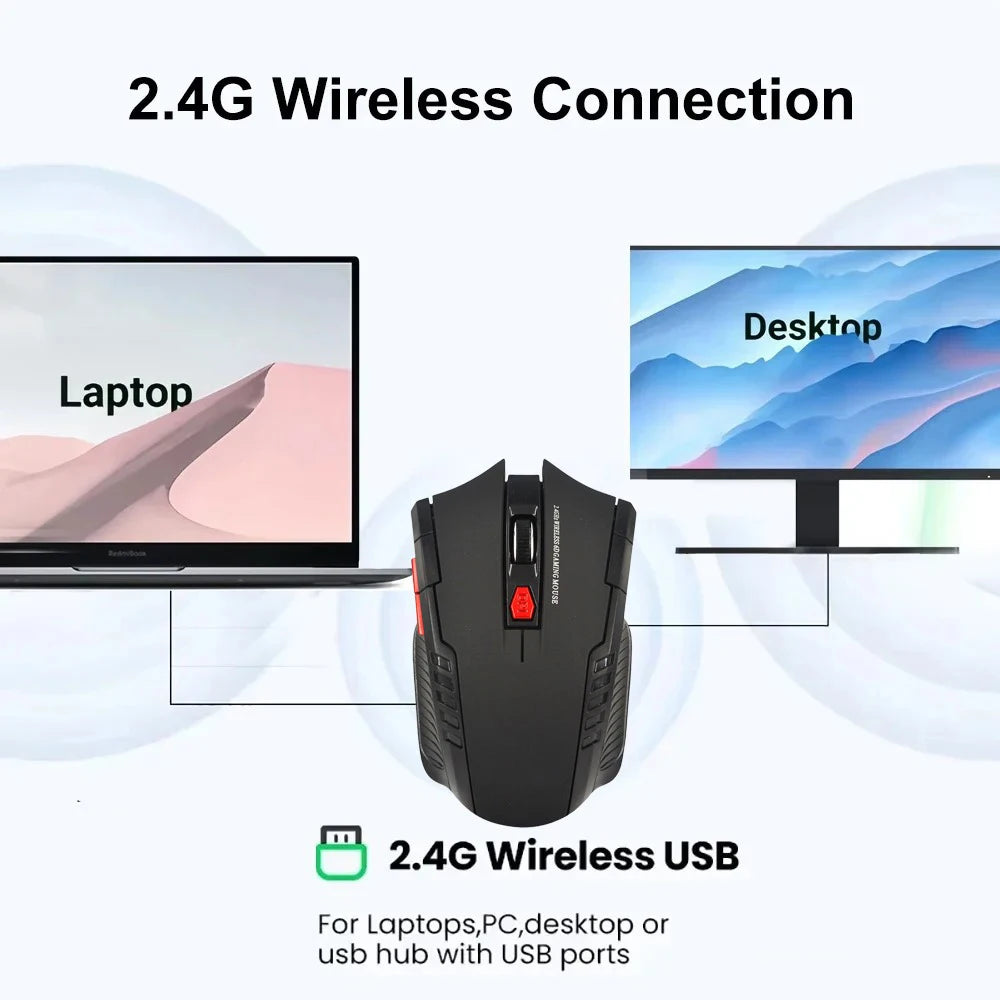 2.4G vezeték nélküli mini egér USB-vevővel, 1600DPI, professzionális optikai vezeték nélküli egér USB jobb oldali görgetéssel laptophoz és gamer PC-hez