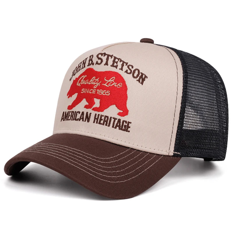 Kreative neue Baseballkappe STETSON Red Bear Truck-Kappe Outdoor-Sport-Sonnenkappe Street-Hip-Hop-Kappe Alltags-Pendler-Netzkappe