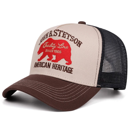 Kreative neue Baseballkappe STETSON Red Bear Truck-Kappe Outdoor-Sport-Sonnenkappe Street-Hip-Hop-Kappe Alltags-Pendler-Netzkappe