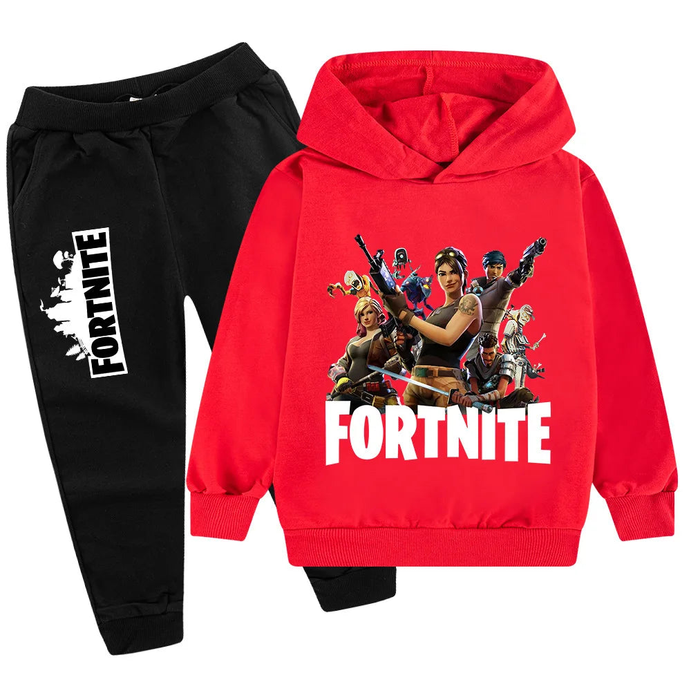 Novo 2026 otroško oblačilo za prosti čas s potiskom igre Fortnite, risanega sloga, z dolgimi rokavi, za jesen/zimo, nov komplet za najstnike