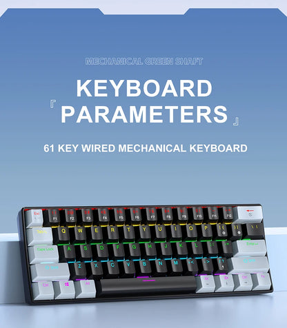 61 Keys RGB Mechanical Keyboard Wired K61 Mini Keyboard 60% Portable Black, White, Red/Blue Switch for Gaming/Work