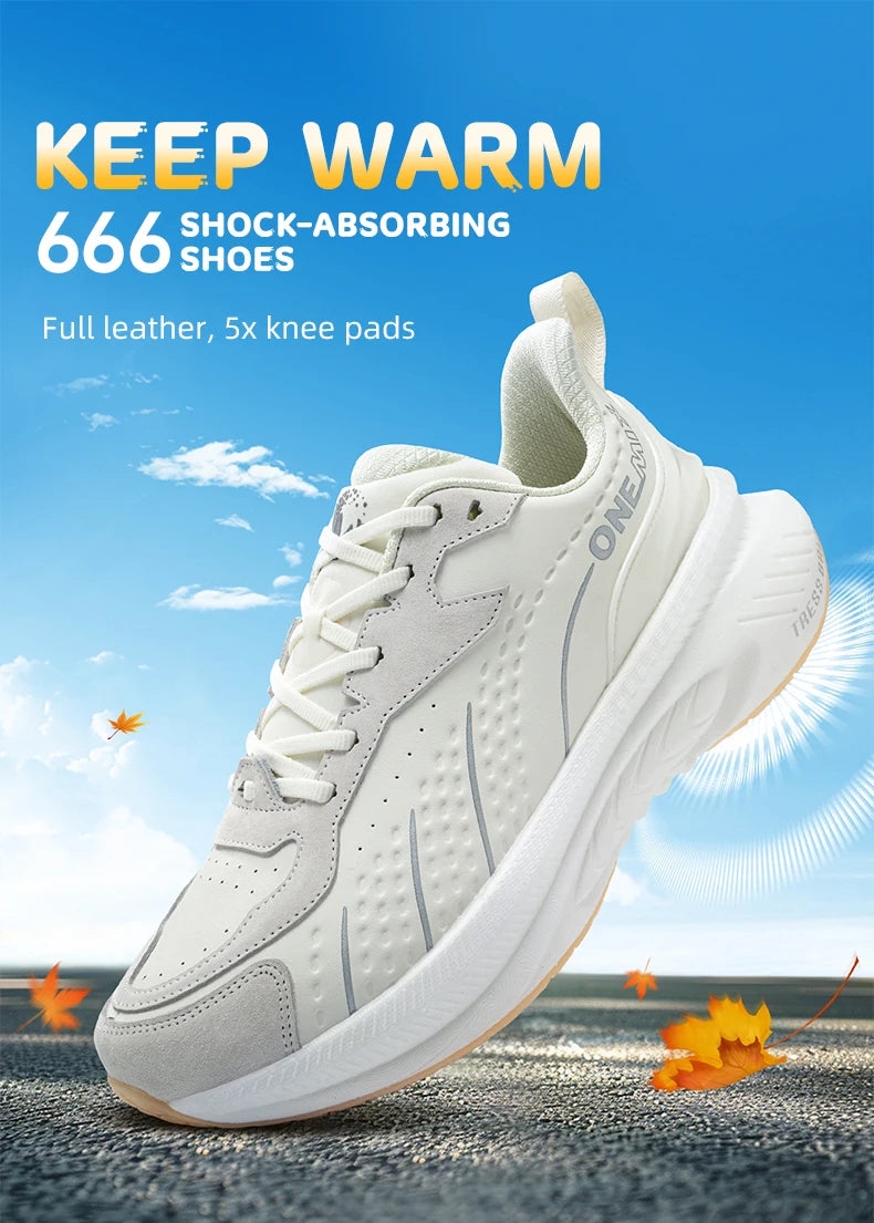 ONEMIX 2025 Winter Training Running Shoes for Men Sport Shoes Leather Warm Wear-resistant Female Jogging Shoes Walking Sneakers