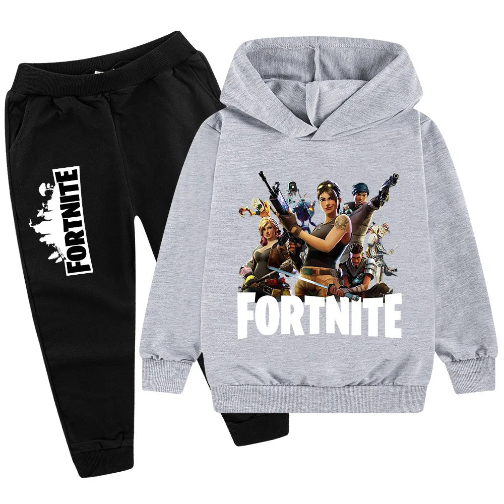 Novo 2026 otroško oblačilo za prosti čas s potiskom igre Fortnite, risanega sloga, z dolgimi rokavi, za jesen/zimo, nov komplet za najstnike