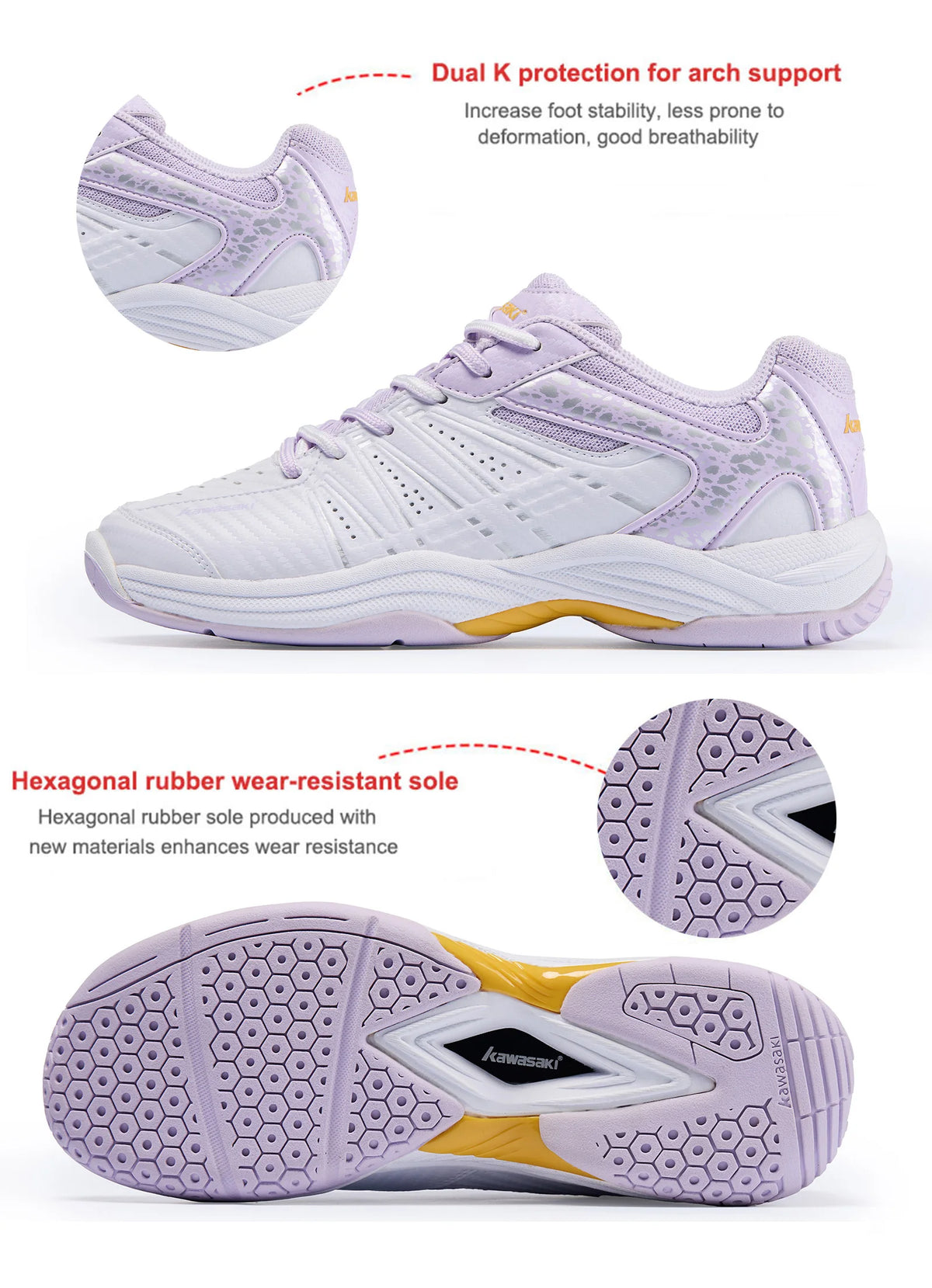 „Kawasaki“ badmintono bateliai, profesionalūs, apsaugantys nuo sukimo, moteriški stalo teniso bateliai, sportiniai bateliai K-065D