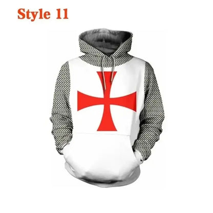Produit gaming premium Fraquane, Knight Templar Mens Hoodie Sweatshirt 3d Printed Men Women Casual Hooded Sweatshirts Pullover Hip Hop Harajuku Streetwear Tops